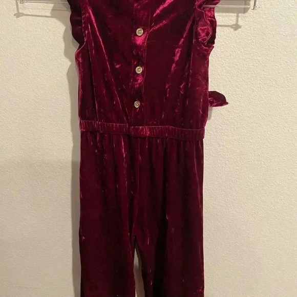 Genuine Kids Oshkosh babygirl burgandy jumper velour gold speck sparkles size 3T - Picture 4 of 8